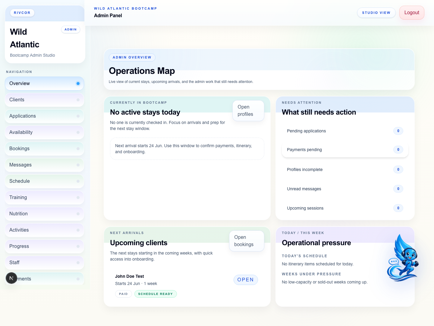 Bootcamp Platform admin dashboard from the real project